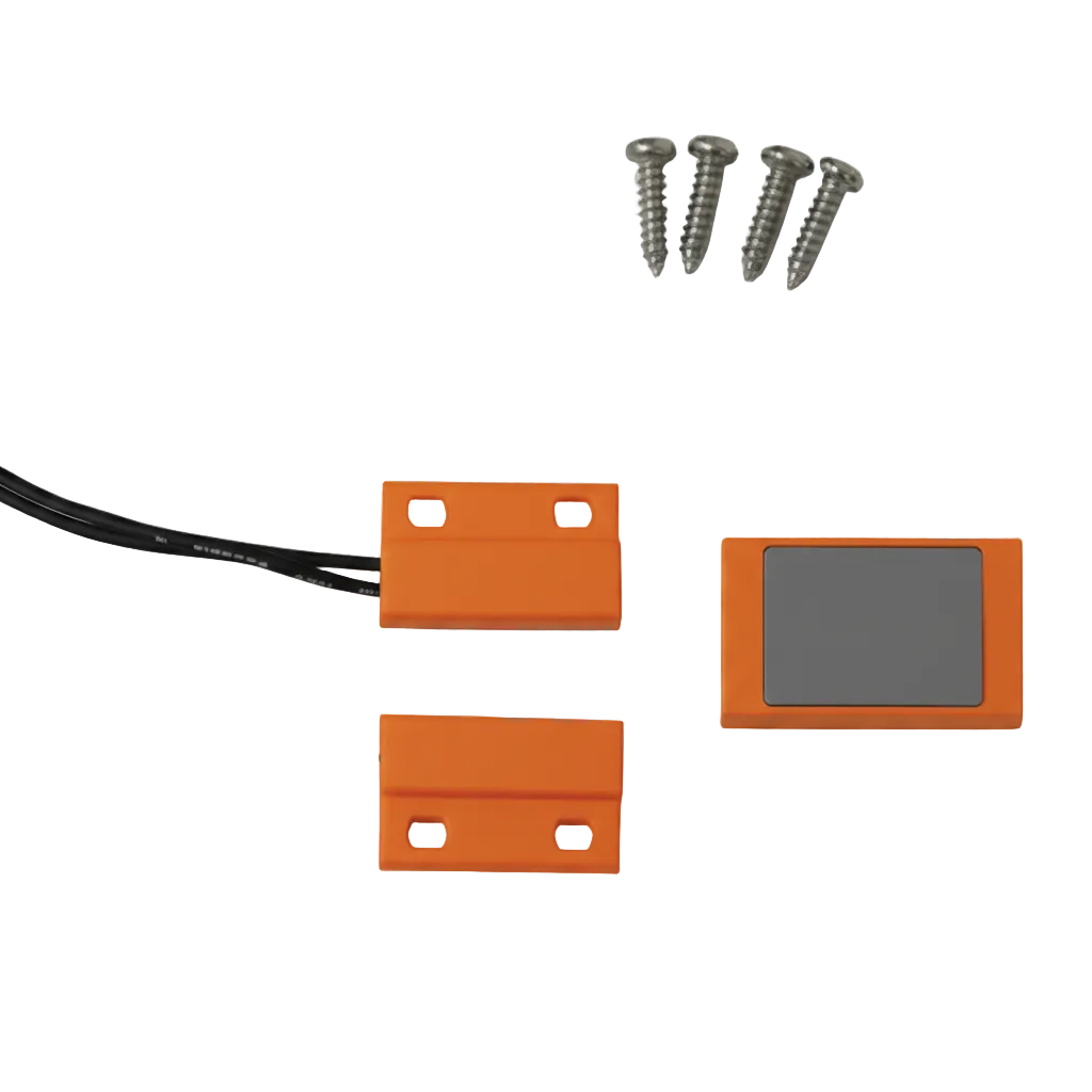 Magnetic reed door switch and magnet kit with mounting screws
