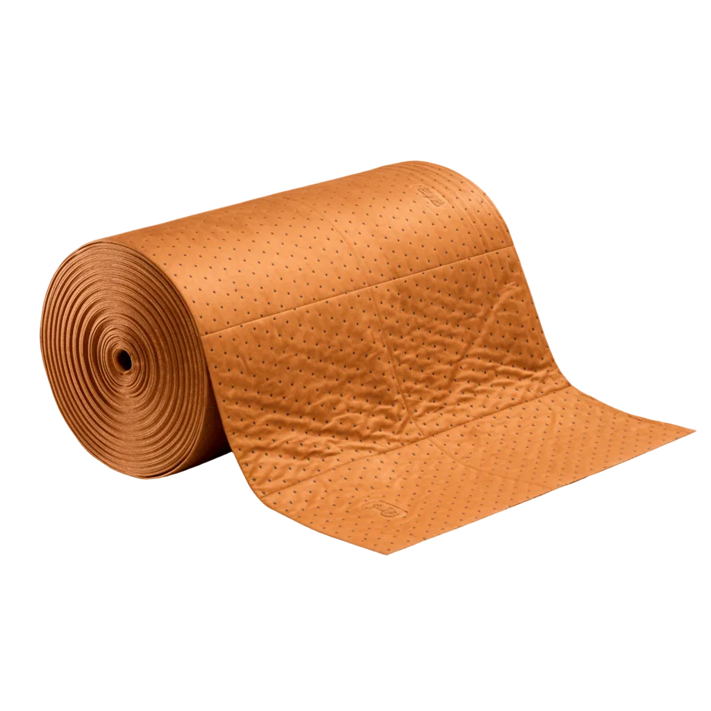 Orange melt-blown polypropylene industrial sorbent roll with dimpled surface texture