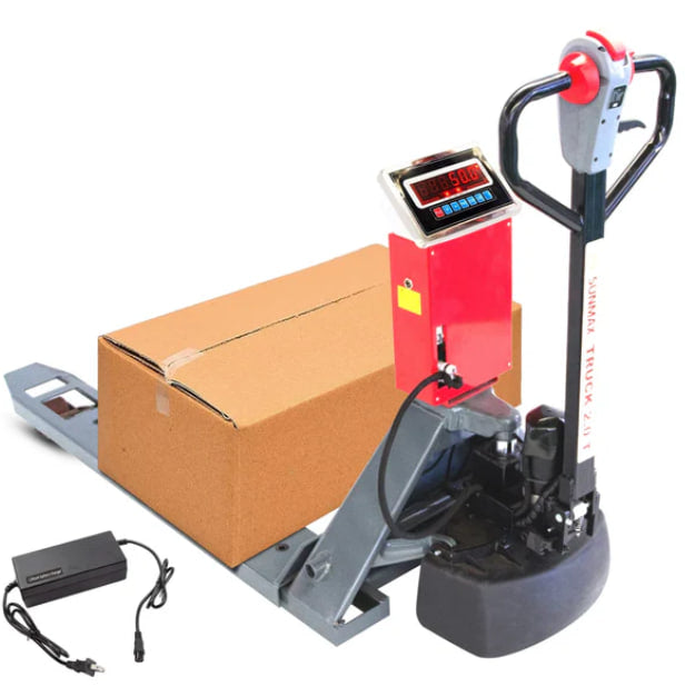 4400 lbs Electric Walkie Pallet Jack with Built-in Scale, 45" x 27" Fork Size